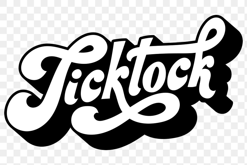 Black and white ticktock retro style font design element