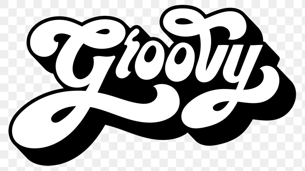 Black and white groovy funky style typography design element