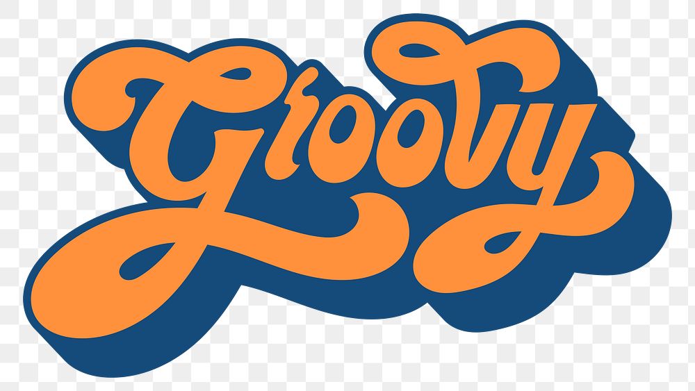 Orange groovy funky style typography design element