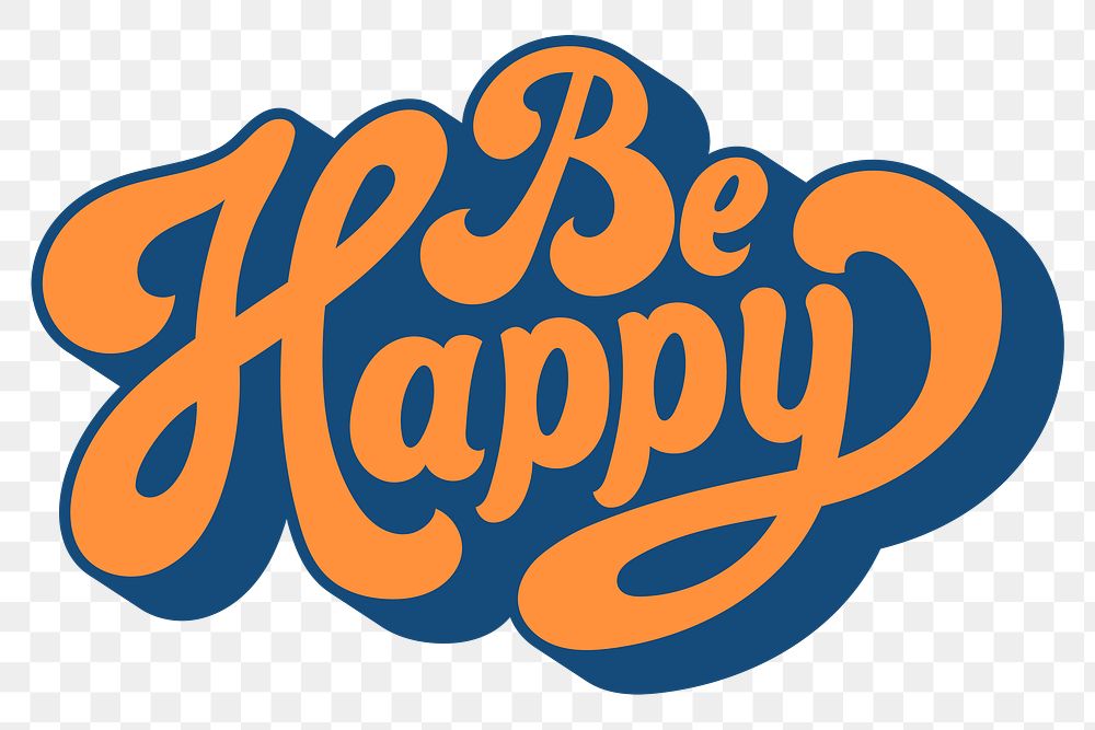 Orange be happy funky bold stylized font design element