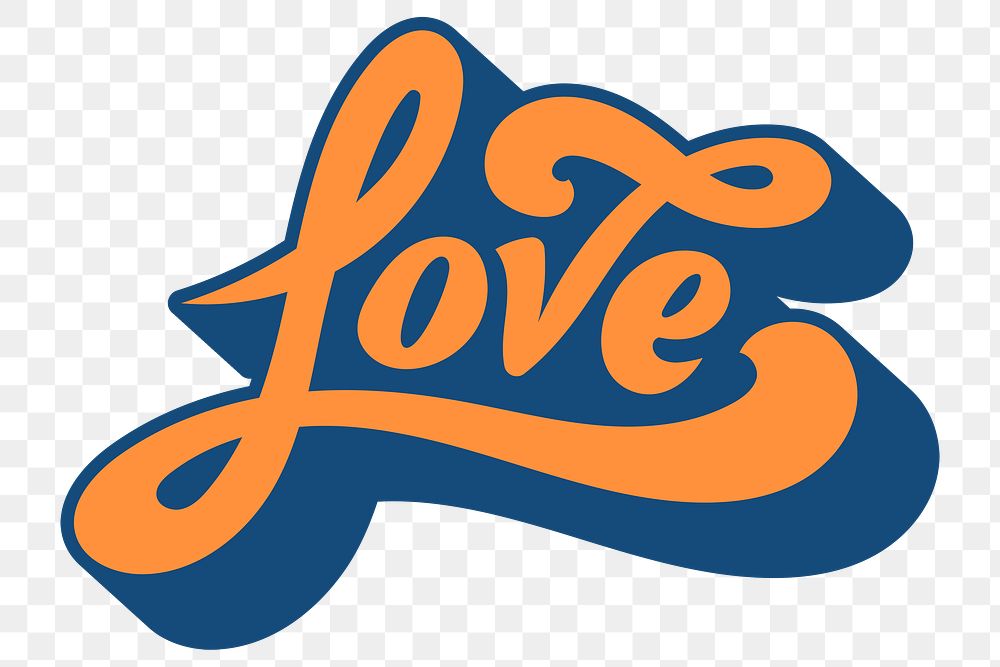 Orange love funky style typography design element