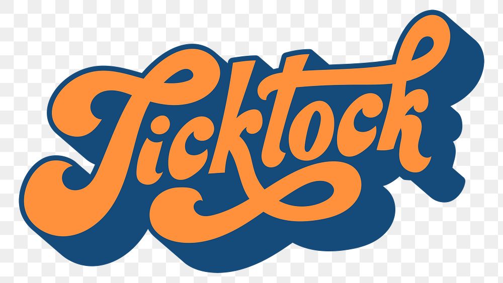 Orange ticktock funky style typography design element