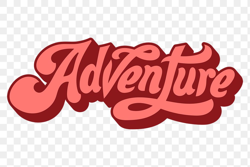 Red adventure funky style typography design element