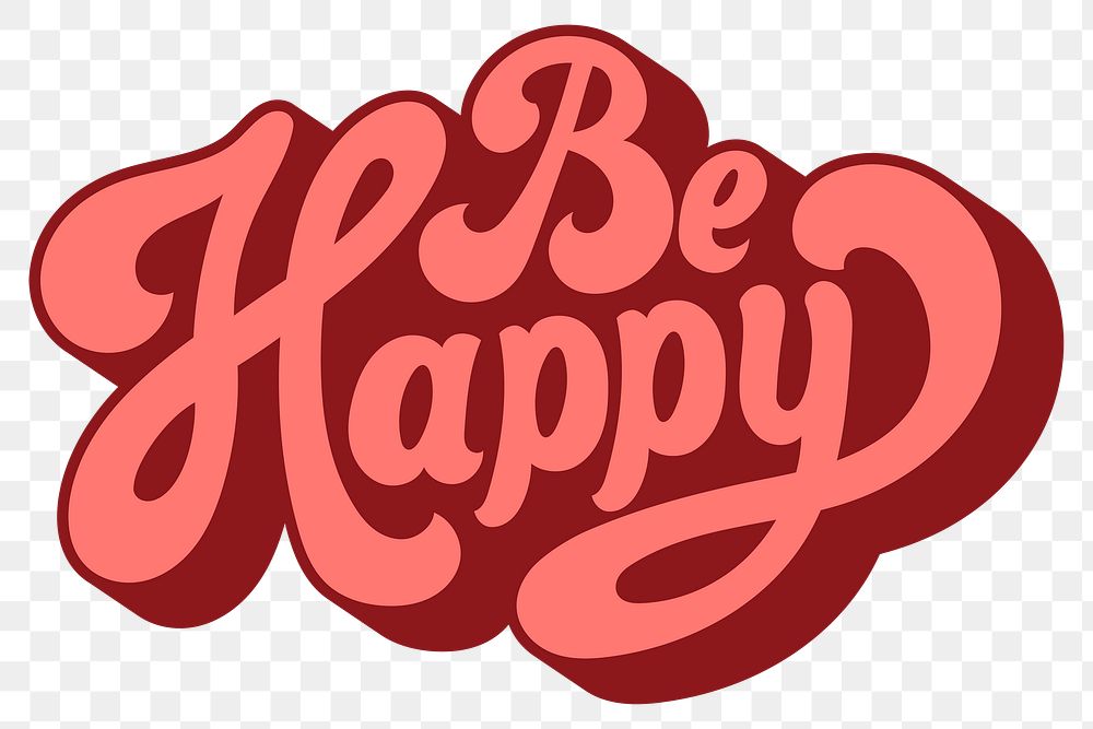 Red be happy retro style font design element