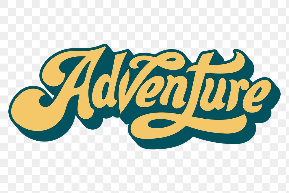 Yellow adventure funky style  vintage lettering design element