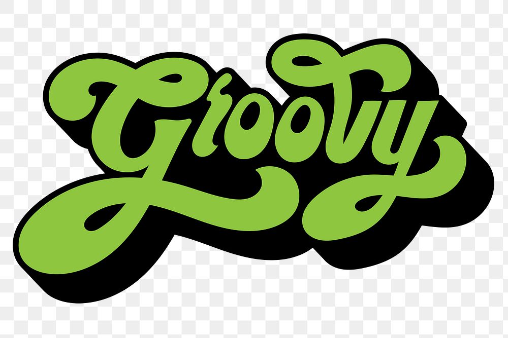 Green groovy funky bold stylized font design element