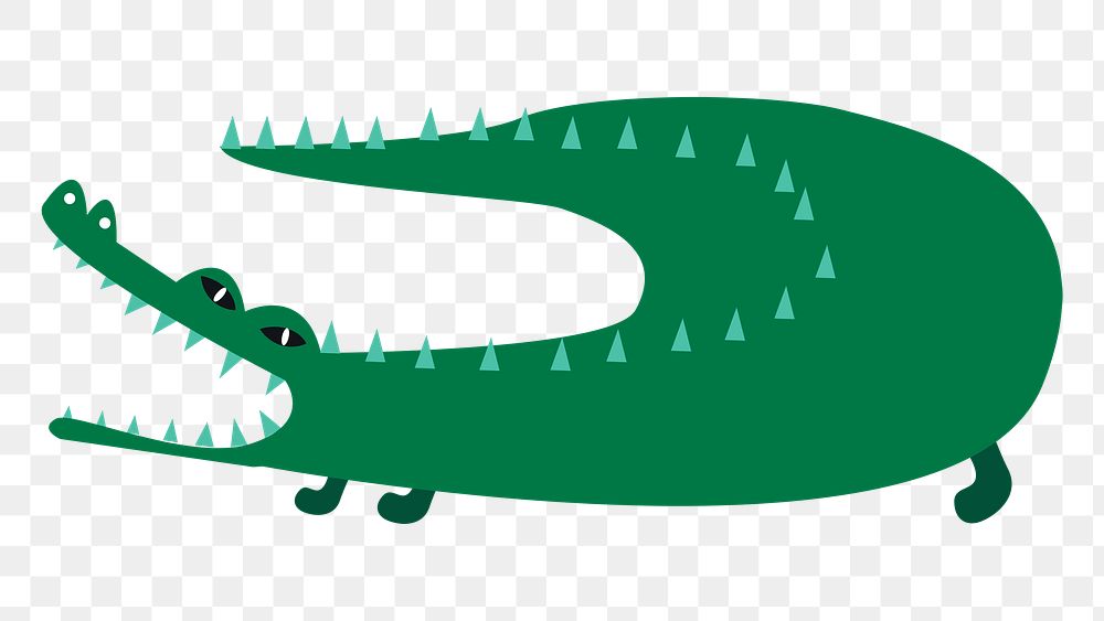 Crocodile png animal sticker green doodle cartoon for kids