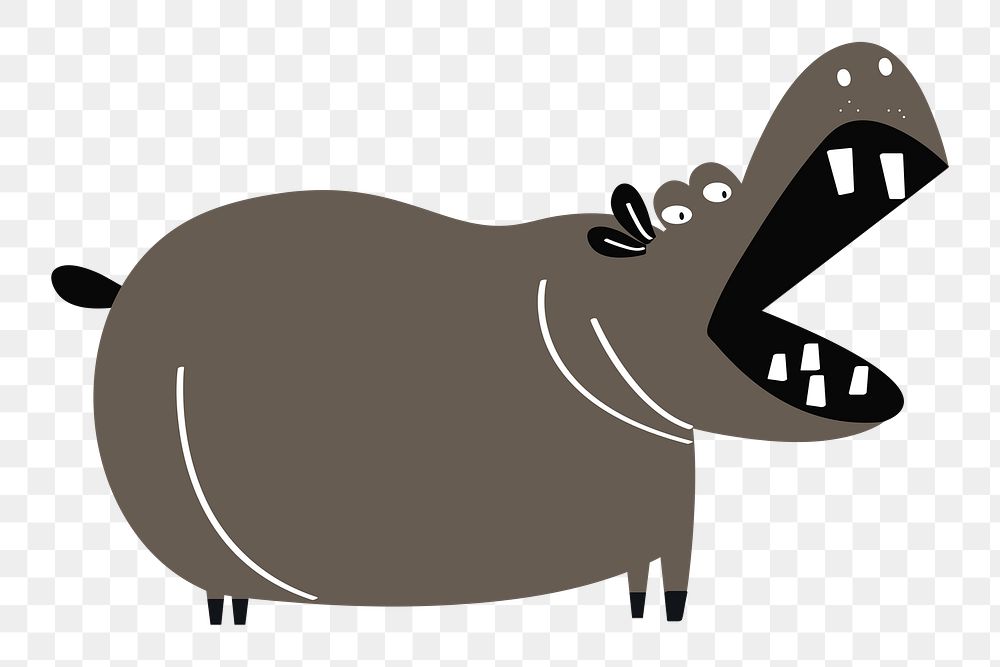 Hippopotamus png animal sticker doodle cartoon for kids