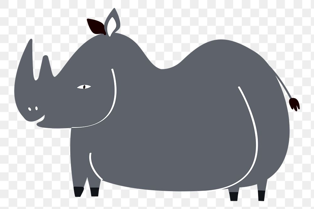 Rhino png animal sticker doodle cartoon for kids