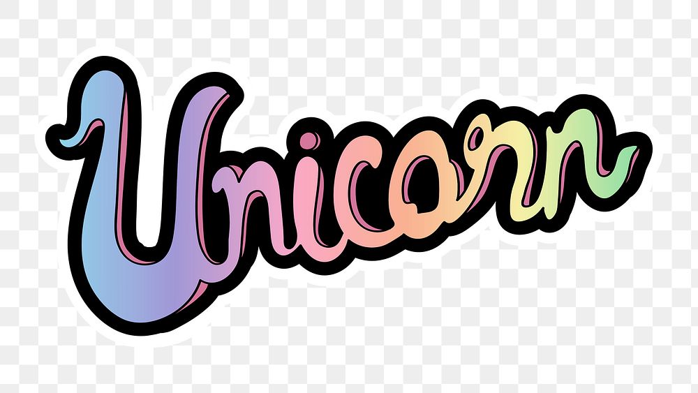 Handwritten unicorn png calligraphy sticker