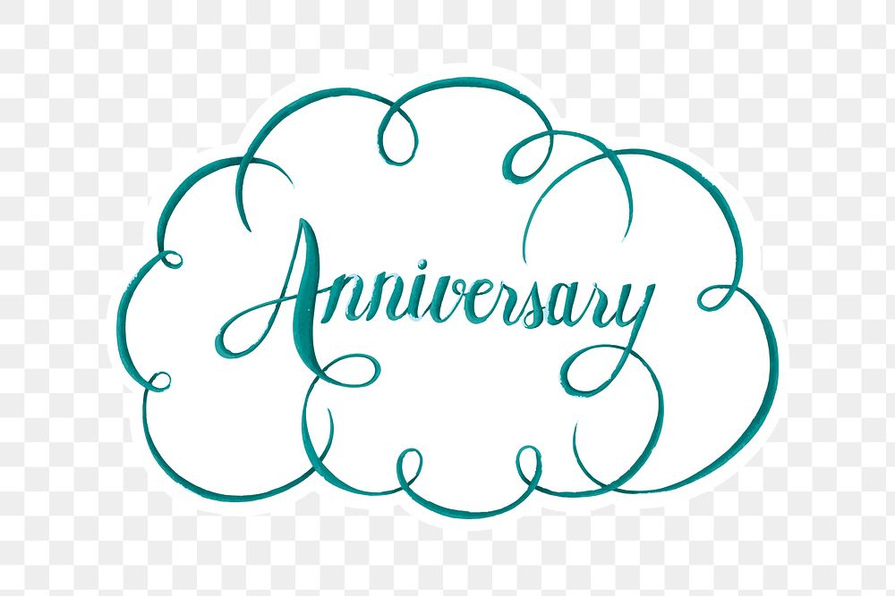Calligraphy sticker anniversary word png