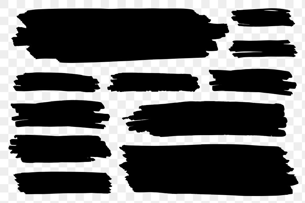 Scribbled brush black banners png sticker collection