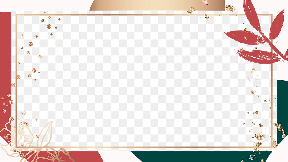 Png frame festive red and green with transparent background