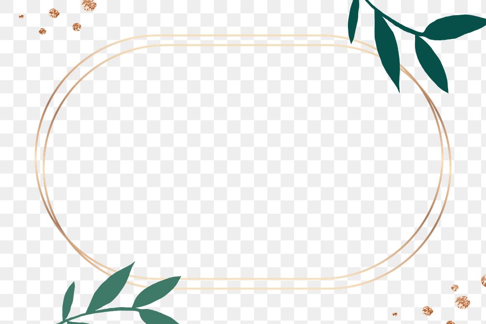 Frame png gold and green botanical leaves 