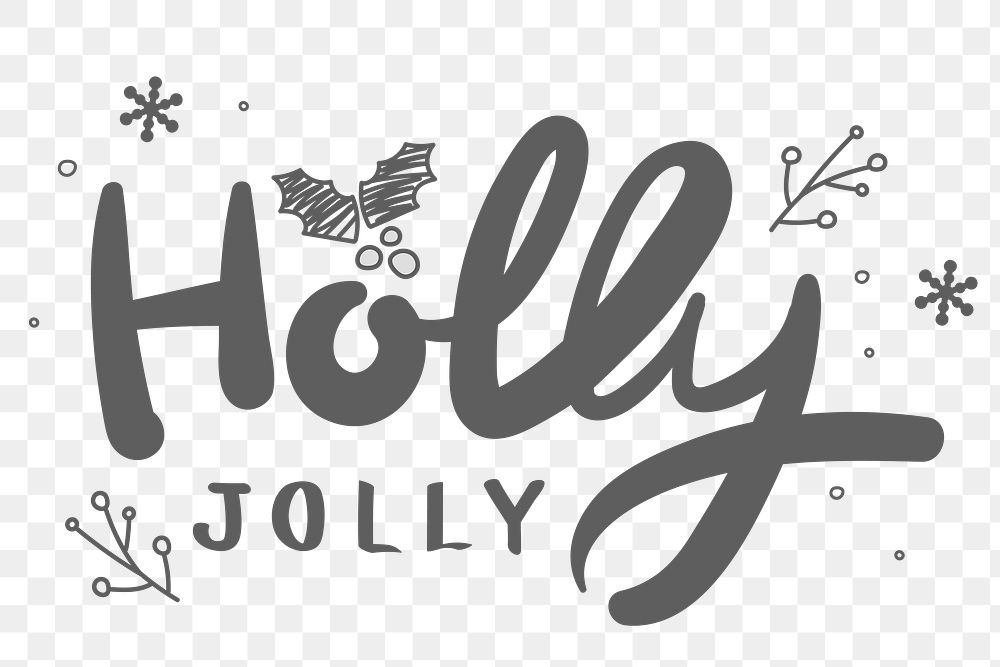 Holly jolly typography png cute Christmas social media sticker