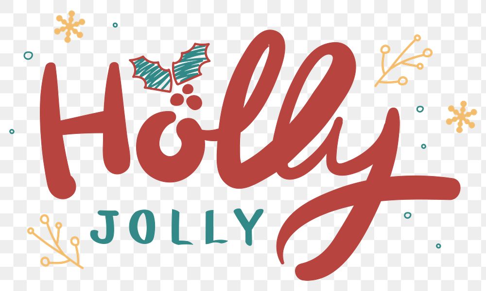 Holly jolly typography png cute Christmas social media sticker