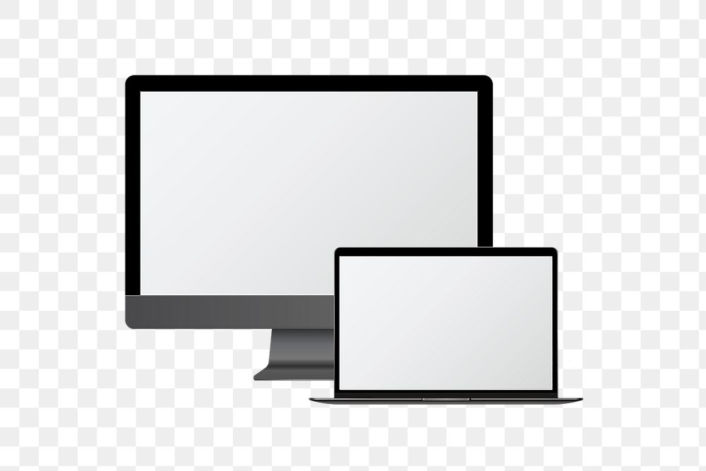 Blank computer screen mockups transparent png