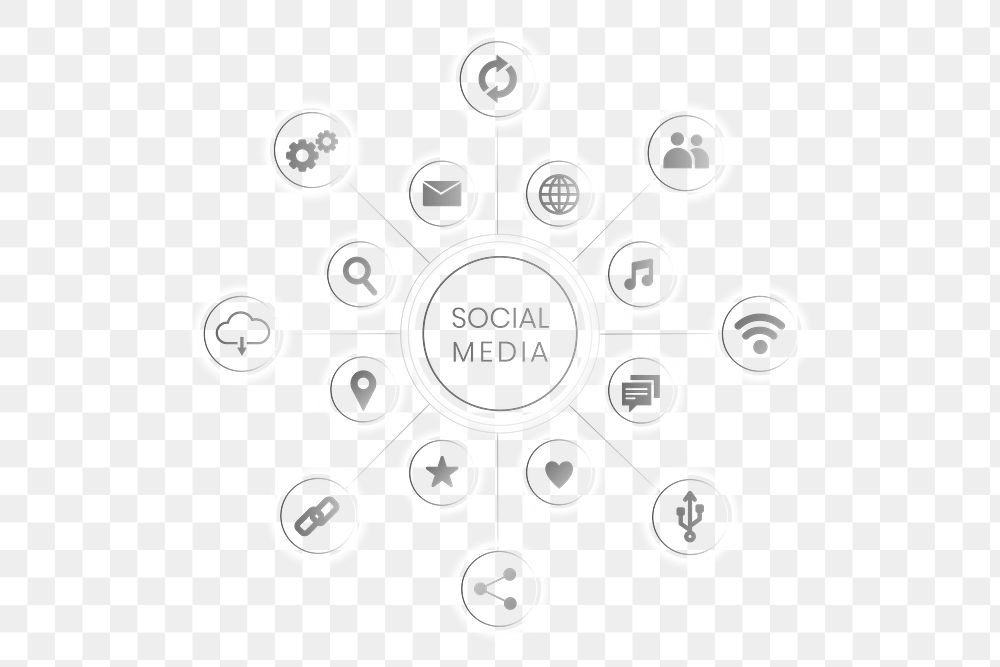 Gray social media technology icons background