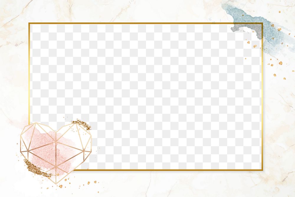 Gold valentine&rsquo;s frame png clipart, cute heart design