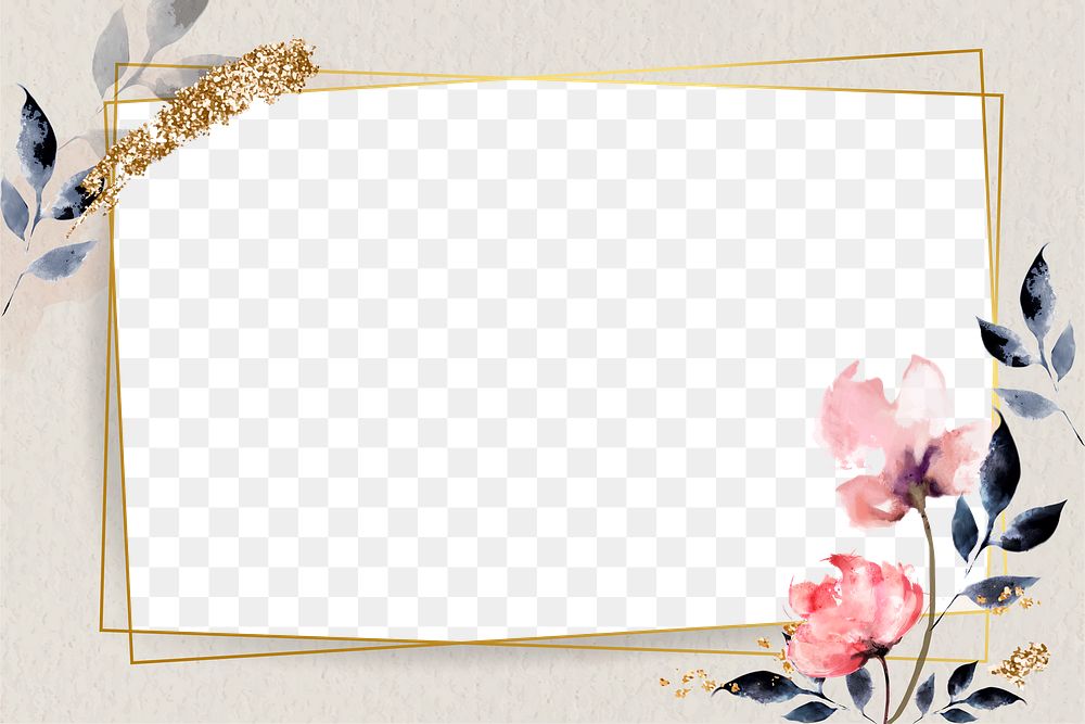 Floral frame png background, beige pastel design