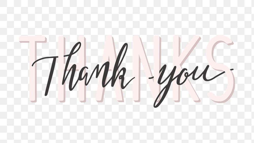 Png thank you art word on transparent background
