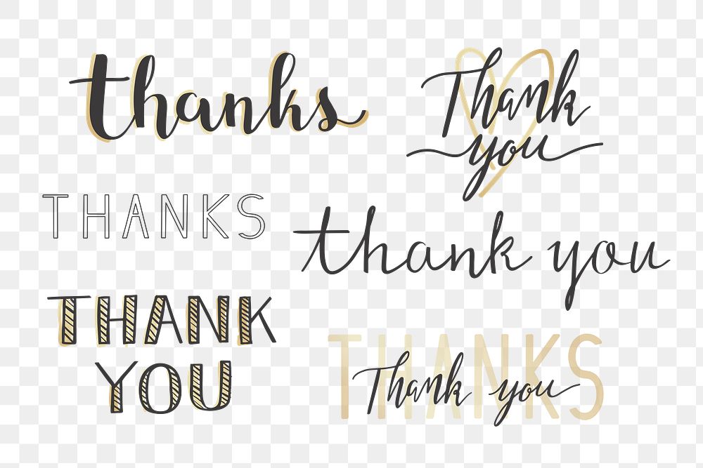 Png thank you calligraphy transparent collection