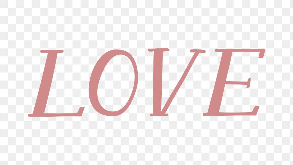 Png love typography on transparent background