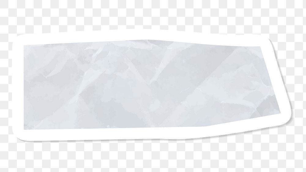 Crumpled gray paper texture banner sticker transparent png