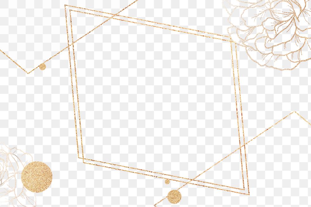 Golden floral rhombus frame design element