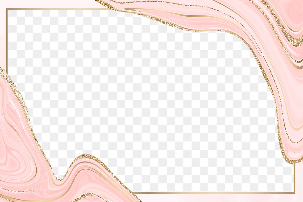 PNG frame pastel pink and gold paint marbling