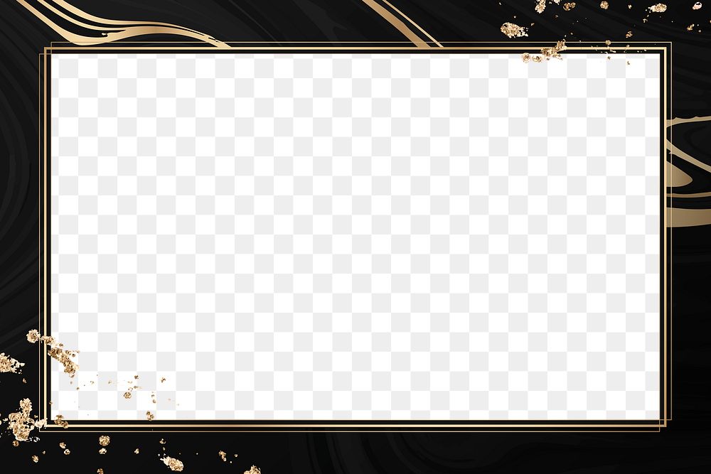 Png frame with luxury gold and black marbling pattern