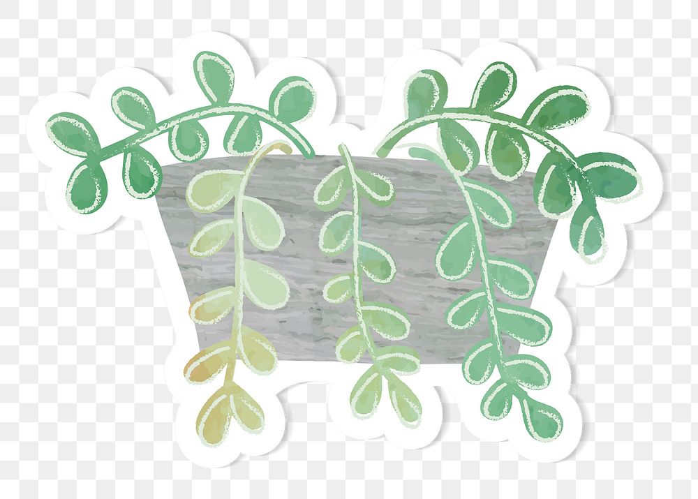 Watercolor tropical potted plant sticker