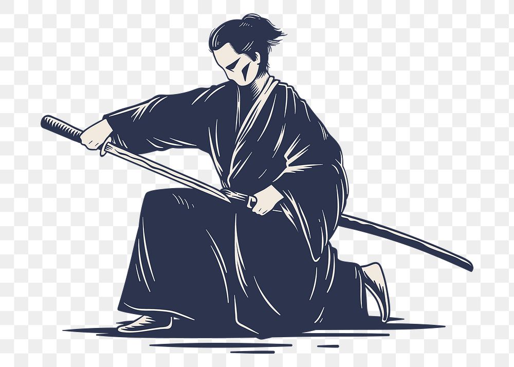 Japanese samurai sticker design element