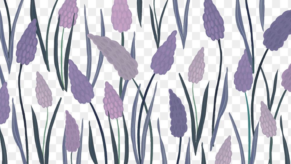 Hand drawn grape hyacinth pattern transparent png