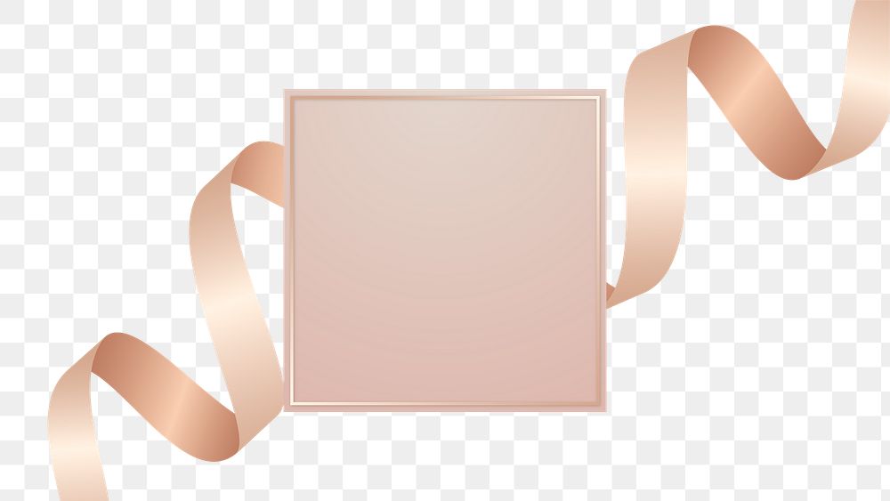 Black square frame with pink gold ribbon transparent png