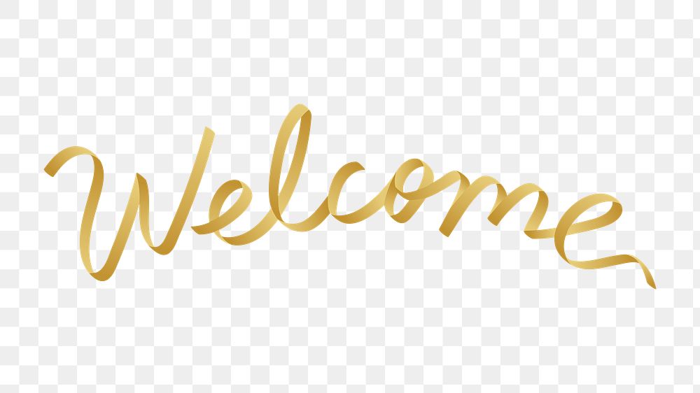 Golden welcome typography transparent png