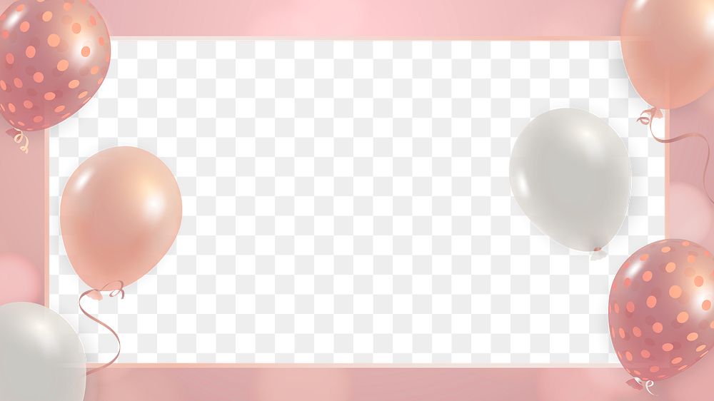 Girly birthday balloons frame png