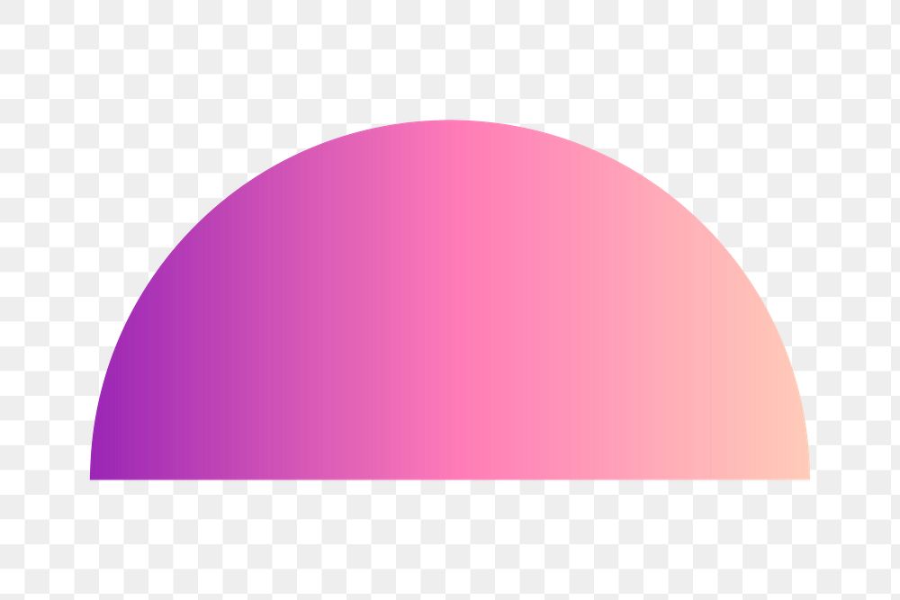Purple gradient semicircle geometric shape transparent png