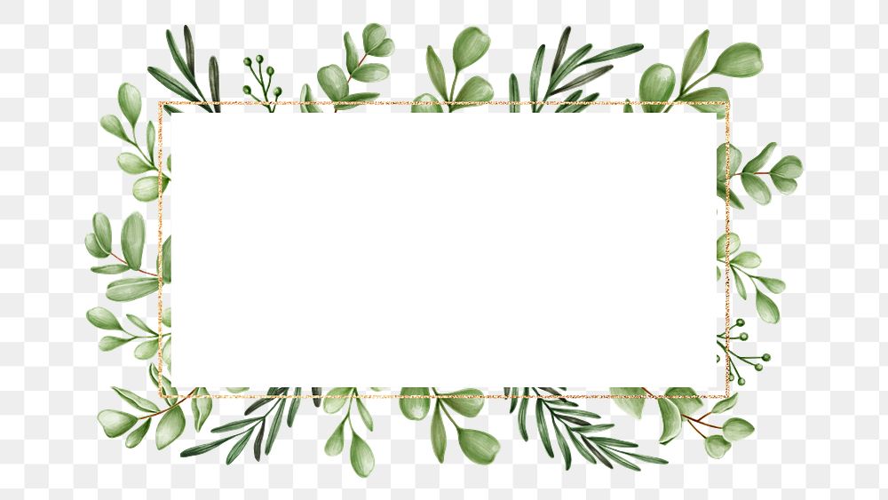 Green floral frame transparent png