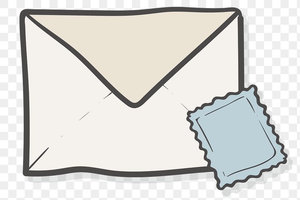 Envelope and stamp doodle template transparent png