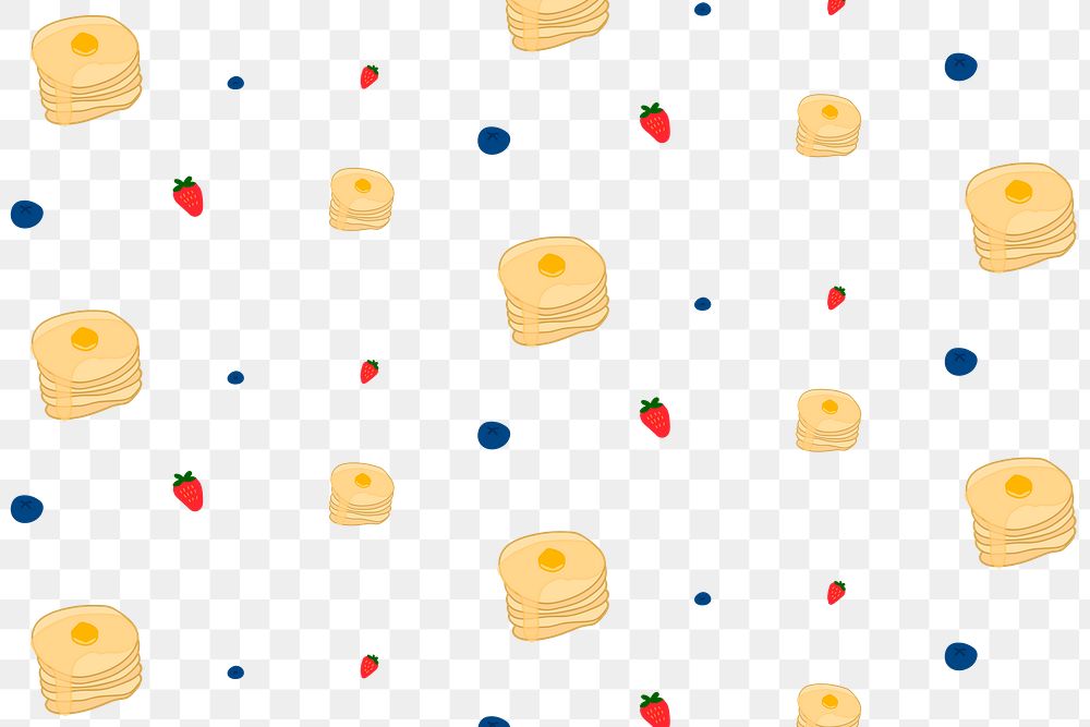 Png pancake strawberry blueberry pattern transparent background