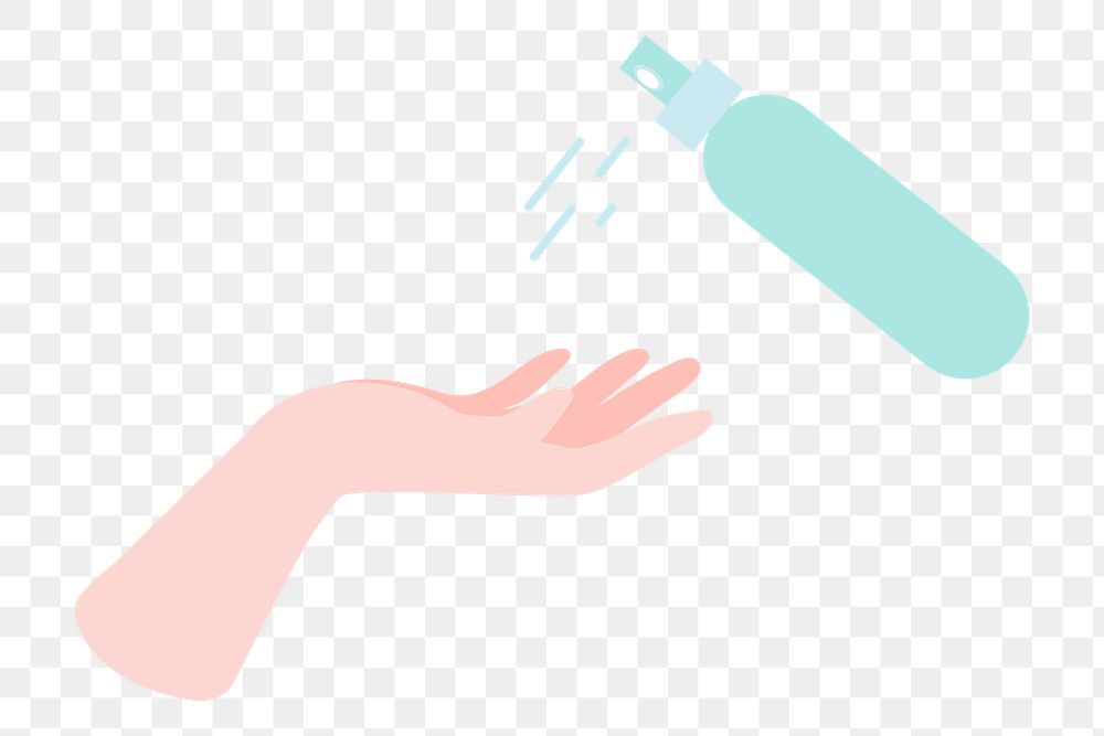 Hand using alcohol sanitary spray coronavirus prevention transparent png