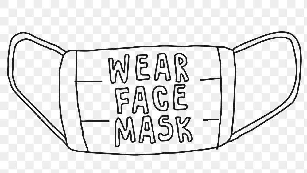 Wear face mask png in the new normal doodle illustration