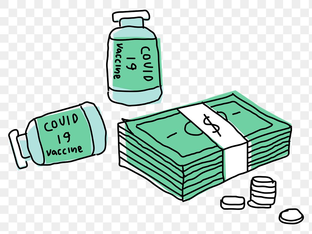 Big pharma covid 19 vaccine png doodle illustration