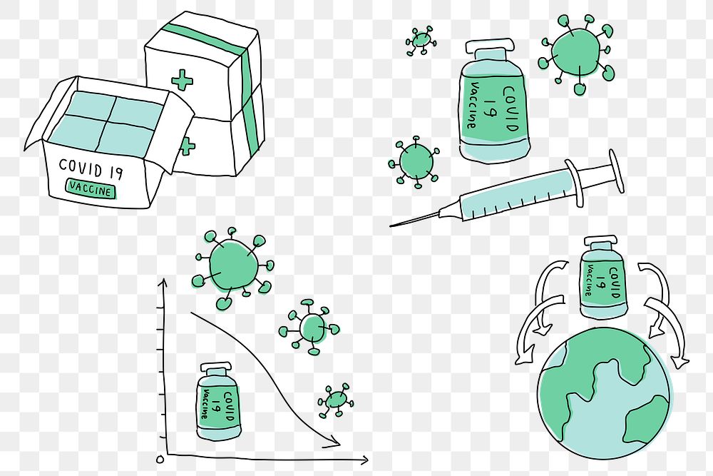 Covid 19 vaccine development png doodle illustration