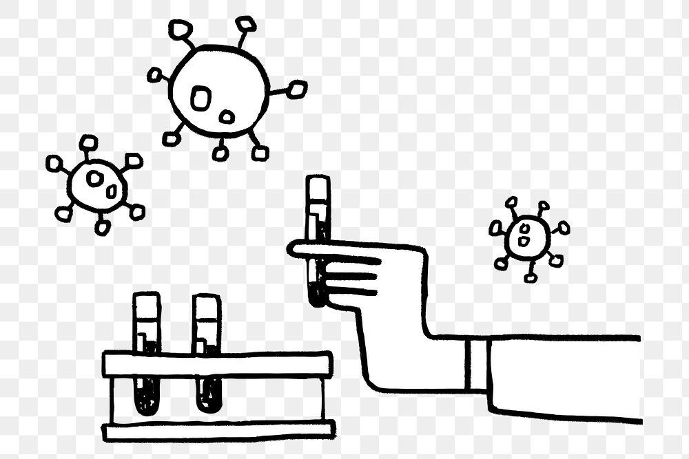 Lab technician getting a centrifuged blood test tube doodle element transparent png