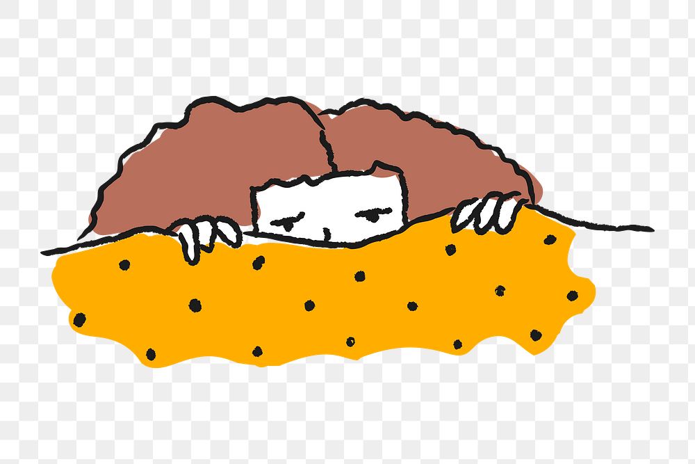Woman lying on the bed doodle sticker design element