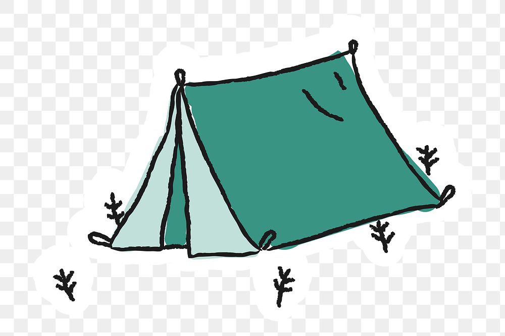 Doodle green tent sticker design element