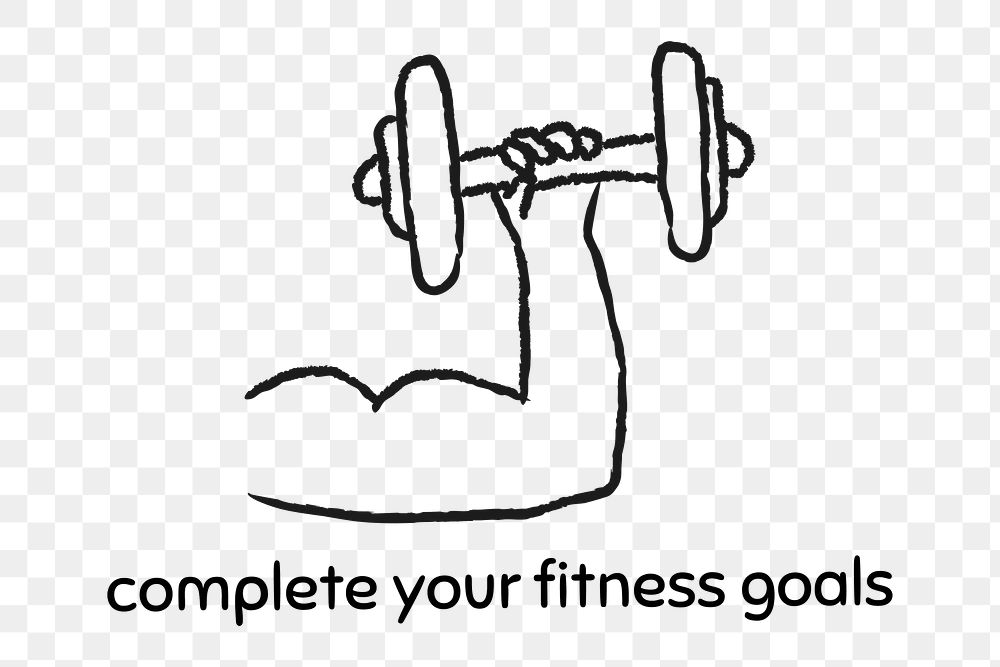 Complete your fitness goals doodle style design element
