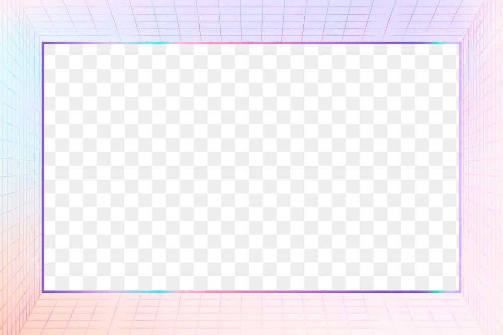 Pastel 3D png grid patterned frame transparent background